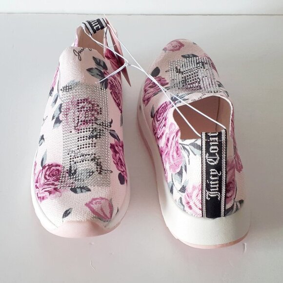 NWT Juicy Couture floral print and crystal embellished slip on knit sneakers, 10 - Picture 8 of 12